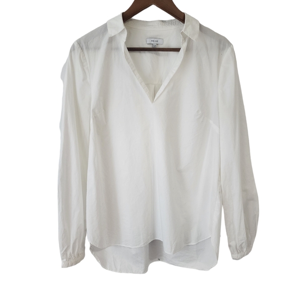 Reiss White Veronica Long Sleeved Classic V-Neck Blouse Size 8 - Picture 12 of 14